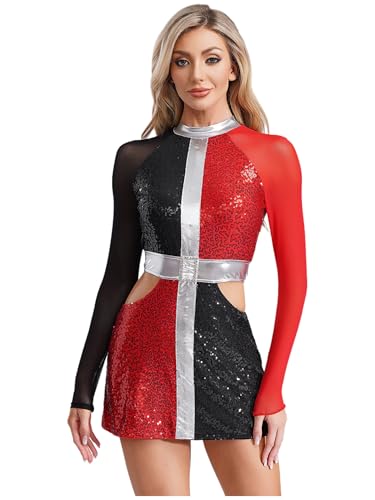 Kvysinly Swinging 60er Faschingskostüm Damen Pailletten Kleid Metallic Bodysuit Hollow Out Tanzkleid Halloween Clown Kostüm Clubwear Rot 4XL Kvysinly Swinging 60er Faschingskostüm Damen Pailletten Kleid Metallic Bodysuit Hollow Out Tanzkleid Halloween Clown Kostüm Clubwear Rot 4XL von Kvysinly