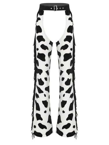 Kvysinly Westernchaps Damen Outfit Cowgirl Western Hose Chaps Mit Fransen Cosplay Halloween Karneval Schwarz Weiß XXL Kvysinly Westernchaps Damen Outfit Cowgirl Western Hose Chaps Mit Fransen Cosplay Halloween Karneval Schwarz Weiß XXL von Kvysinly