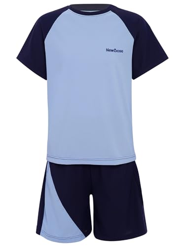 Kvysinly jungen sportanzug Zweiteiliger Training outfit kinder sports set t-shirts und Freizeitshorts für Outdoor-Aktivitäten Navy blau 128-134 von Kvysinly