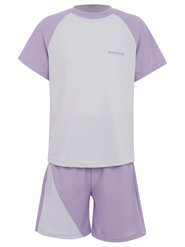 Kvysinly jungen sportanzug Zweiteiliger Training outfit kinder sports set t-shirts und Freizeitshorts für Outdoor-Aktivitäten Violett 152-164 von Kvysinly