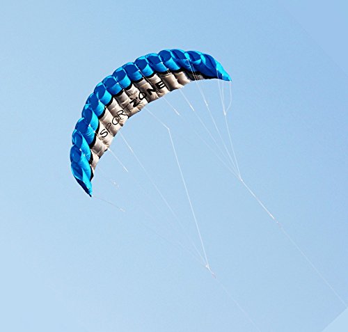 Kwasyo 2.5m Dual Line Stunt Sport Drachen mit Handgriff 30m String, Kitesurfen am Strand, Outdoor Park Garten Spiele Spaß … (Blau) von Kwasyo