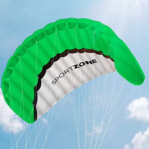 2.5m Dual Line Stunt Sport Drachen mit Handgriff 30m String, Kitesurfen am Strand, Outdoor Park Garten Spiele Spaß … (Grün) von Kwasyo