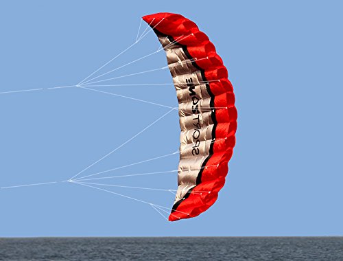 2.5m Dual Line Stunt Sport Drachen mit Handgriff 30m String, Kitesurfen am Strand, Outdoor Park Garten Spiele Spaß … (Rot) von Kwasyo