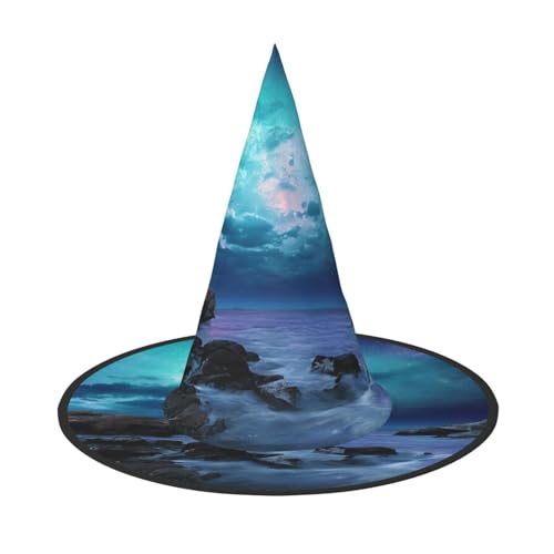 Kwjsdfea 3D-Grafik, Universum, Weltraum-Druck, vielseitiger Halloween-Hut, Hexenhut für Damen, Herren, Erwachsene, lustige und stilvolle Halloween-Party-Dekoration, 1 Stück von Kwjsdfea
