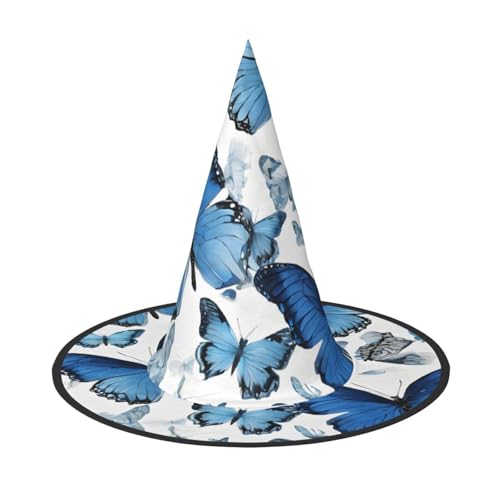 Kwjsdfea Blaue Schmetterlinge, vielseitiger Halloween-Hut, Hexenhut für Damen, Herren, Erwachsene, lustige und stilvolle Halloween-Party-Dekoration, 1 Stück Kwjsdfea Blaue Schmetterlinge, vielseitiger Halloween-Hut, Hexenhut für Damen, Herren, Erwachsene, lustige und stilvolle Halloween-Party-Dekoration, 1 Stück von Kwjsdfea