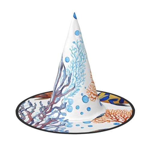 Kwjsdfea Bunter Fisch im Meer, vielseitiger Halloween-Hut, Hexenhut für Damen, Herren, Erwachsene, lustige und stilvolle Halloween-Party-Dekoration, 1 Stück von Kwjsdfea