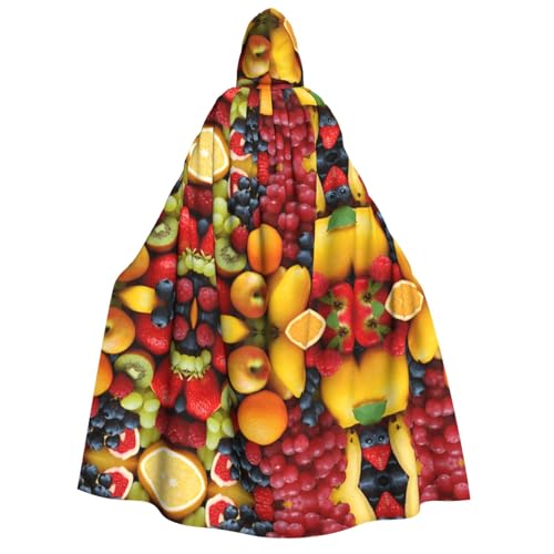 Kwjsdfea Dicker Kapuzenumhang für Erwachsene, Unisex, Satin, Cosplay, Halloween, Weihnachten, Party, Faschingskostüme, Frisches Obst und Gemüse von Kwjsdfea