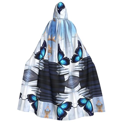 Kwjsdfea Dicker Kapuzenumhang für Erwachsene, Unisex, Satin, Cosplay, Halloween, Weihnachten, Party, Faschingskostüme – blauer Schmetterlings-Druck Kwjsdfea Dicker Kapuzenumhang für Erwachsene, Unisex, Satin, Cosplay, Halloween, Weihnachten, Party, Faschingskostüme – blauer Schmetterlings-Druck von Kwjsdfea