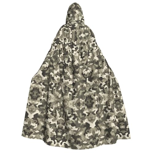 Kwjsdfea Dicker Kapuzenumhang für Erwachsene, Unisex, Satin, Cosplay, Halloween, Weihnachten, Party, Kostüm, Armee-Digital-Tarnmuster von Kwjsdfea