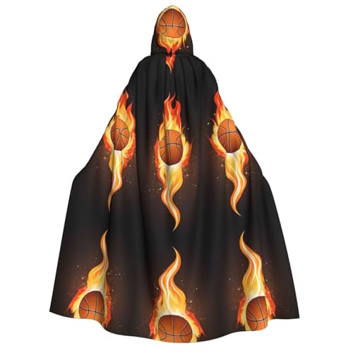 Kwjsdfea Dicker Kapuzenumhang für Erwachsene, Unisex, Satin, Cosplay, Halloween, Weihnachten, Party, Kostüm, Basketball-Druck von Kwjsdfea
