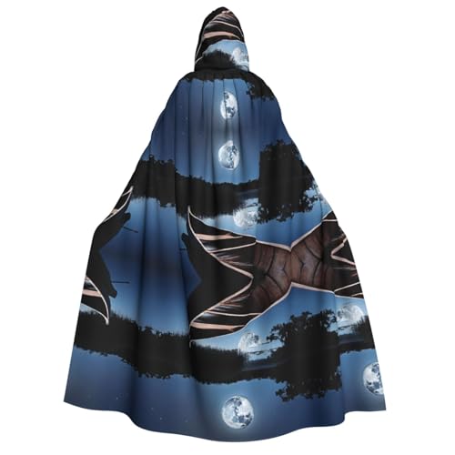Kwjsdfea Dicker Kapuzenumhang für Erwachsene, Unisex, Satin, Cosplay, Halloween, Weihnachten, Party, Kostüm, Mondschein Kanu, Allagasch von Kwjsdfea