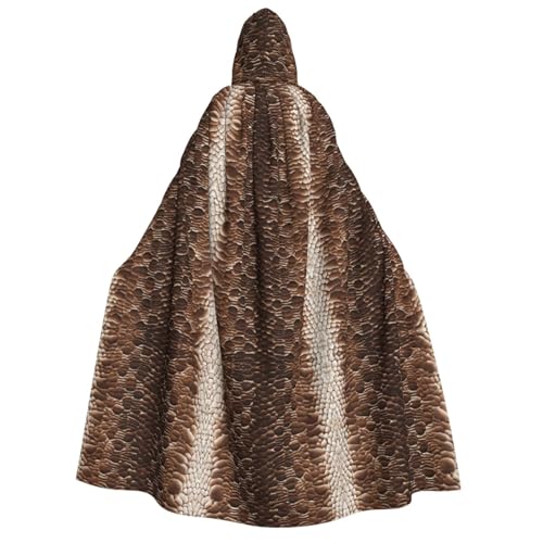 Kwjsdfea Dicker Kapuzenumhang für Erwachsene, Unisex, Satin, Cosplay, Halloween, Weihnachten, Party, Kostüm, Schlangenhaut-Druck von Kwjsdfea