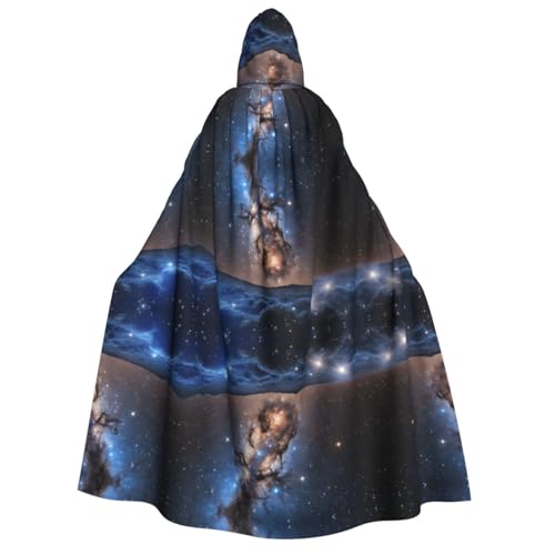 Kwjsdfea Dicker Kapuzenumhang für Erwachsene, Unisex, Satin, Cosplay, Halloween, Weihnachten, Party, Kostüm, Universum, Galaxie, Weltraum-Druck von Kwjsdfea