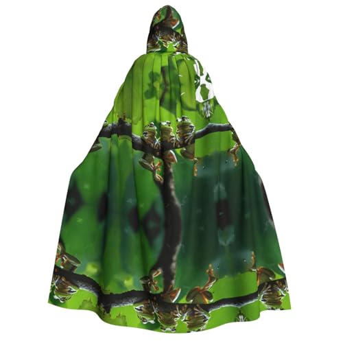 Kwjsdfea Dicker Kapuzenumhang für Erwachsene, Unisex, Satin, Cosplay, Halloween, Weihnachten, Party, Kostüm, lustiger Frosch-Druck von Kwjsdfea