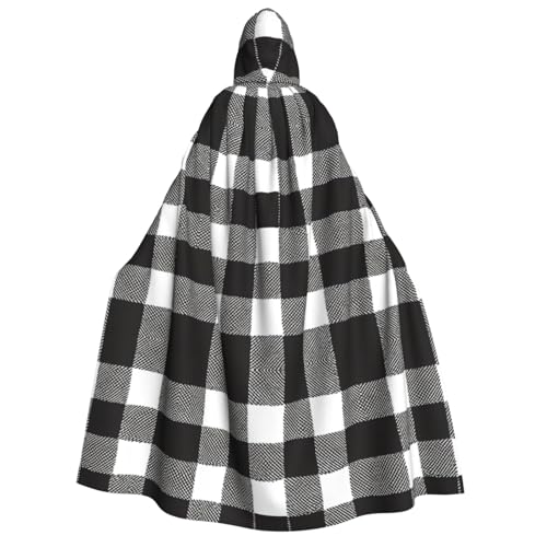 Kwjsdfea Dicker Kapuzenumhang für Erwachsene, Unisex, Satin, Cosplay, Halloween, Weihnachten, Party, Kostüm, schwarz-weiß kariert Kwjsdfea Dicker Kapuzenumhang für Erwachsene, Unisex, Satin, Cosplay, Halloween, Weihnachten, Party, Kostüm, schwarz-weiß kariert von Kwjsdfea