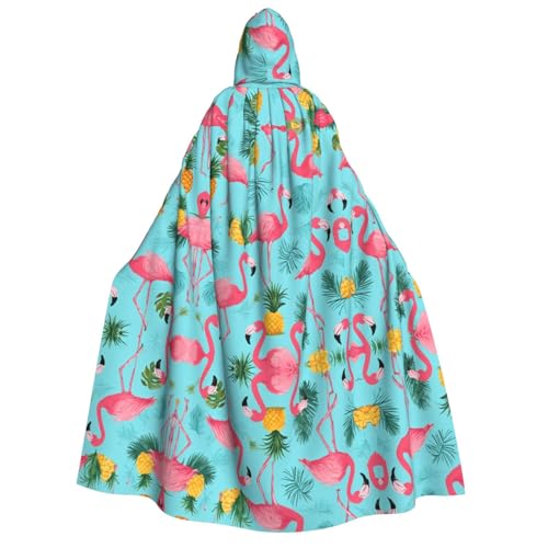 Kwjsdfea Dicker Kapuzenumhang für Erwachsene, Unisex, Satin, Cosplay, Halloween, Weihnachten, Party, Kostüme, Flamingo-Druck von Kwjsdfea