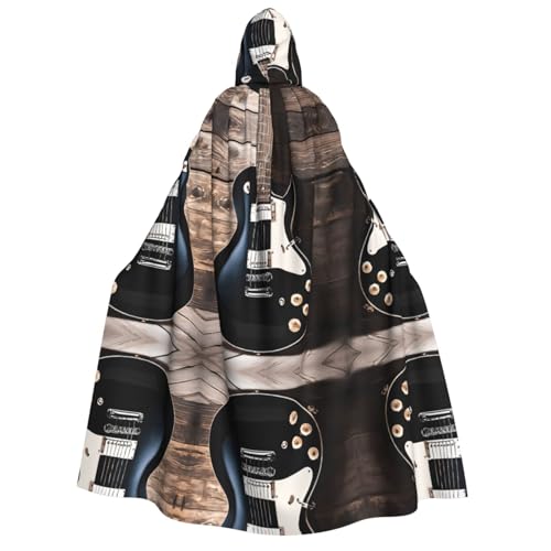 Kwjsdfea Dicker Kapuzenumhang für Erwachsene, Unisex, Satin, Cosplay, Halloween, Weihnachten, Party, Kostüme, Musikgitarre von Kwjsdfea