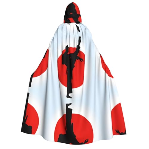 Kwjsdfea Dicker Kapuzenumhang für Erwachsene, Unisex, Satin, Cosplay, Halloween, Weihnachten, Party, Kostüme, Taekwondo-Design-Druck von Kwjsdfea