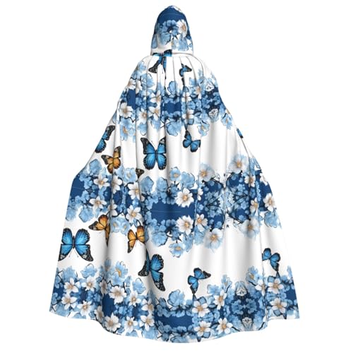 Kwjsdfea Dicker Kapuzenumhang für Erwachsene, Unisex, Satin, Cosplay, Halloween, Weihnachten, Party, Kostüme, blaue Schmetterlinge, weiße Blumen Kwjsdfea Dicker Kapuzenumhang für Erwachsene, Unisex, Satin, Cosplay, Halloween, Weihnachten, Party, Kostüme, blaue Schmetterlinge, weiße Blumen von Kwjsdfea