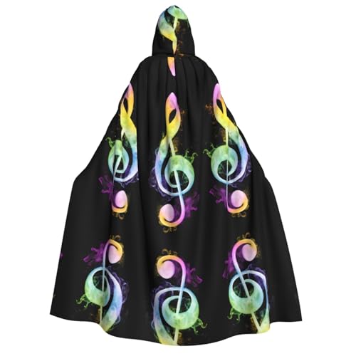Kwjsdfea Dicker Kapuzenumhang für Erwachsene, Unisex, Satin, Cosplay, Halloween, Weihnachten, Party, Kostüme, buntes Musiknoten-Druck Kwjsdfea Dicker Kapuzenumhang für Erwachsene, Unisex, Satin, Cosplay, Halloween, Weihnachten, Party, Kostüme, buntes Musiknoten-Druck von Kwjsdfea