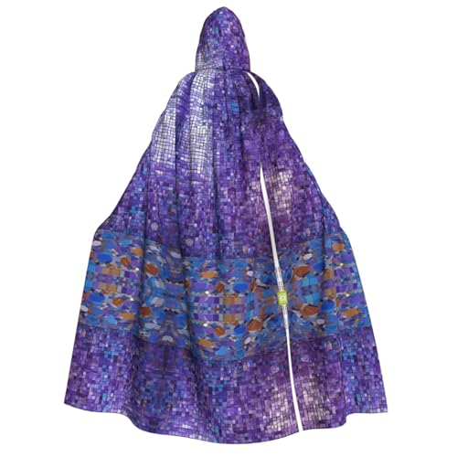Kwjsdfea Dicker Kapuzenumhang für Erwachsene, Unisex, Satin, Cosplay, Halloween, Weihnachten, Party, Kostüme, türkisfarbenes Muster von Kwjsdfea