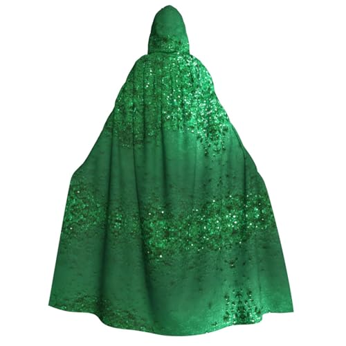 Kwjsdfea Dicker Kapuzenumhang für Erwachsene, Unisex, Satin, Cosplay, Halloween, Weihnachten, Party, Verkleidung, Kostüme, Grün mit Pailletten von Kwjsdfea