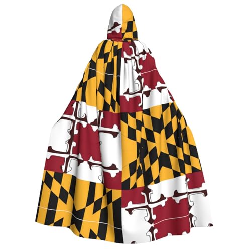 Kwjsdfea Dicker Kapuzenumhang für Erwachsene, Unisex, Satin, Cosplay, Halloween, Weihnachten, Party, Verkleidung – Flagge von Maryland von Kwjsdfea