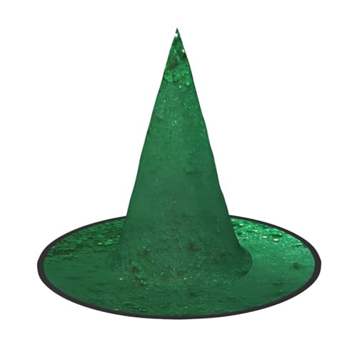 Kwjsdfea Grüner Pailletten-Glitzer-Druck, vielseitiger Halloween-Hut, Hexenhut für Damen, Herren, Erwachsene, lustige und stilvolle Halloween-Party-Dekoration, 1 Stück von Kwjsdfea