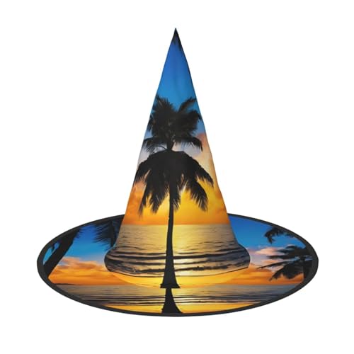 Kwjsdfea Hawaii-Strand-Druck, vielseitiger Halloween-Hut, Hexenhut für Damen, Herren, Erwachsene, lustige und stilvolle Halloween-Party-Dekoration, 1 Stück von Kwjsdfea