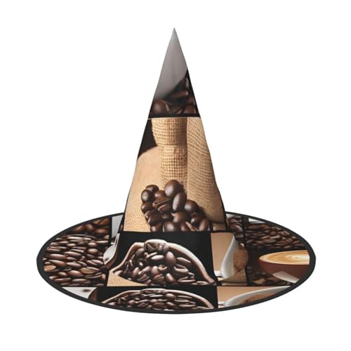 Kwjsdfea Kaffee-Collage, vielseitiger Halloween-Hut, Hexenhut für Damen, Herren, Erwachsene, lustige und stilvolle Halloween-Party-Dekoration, 1 Stück von Kwjsdfea