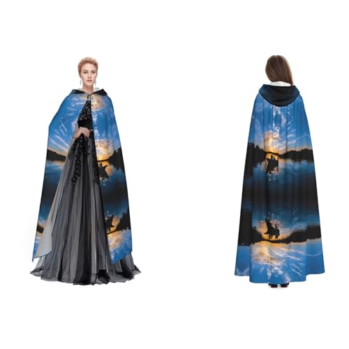 Kwjsdfea Kapuzenumhang für Erwachsene, Unisex, Satin, Cosplay, Halloween, Weihnachten, Party, Faschingskostüme – Angellandschaft bedruckt von Kwjsdfea