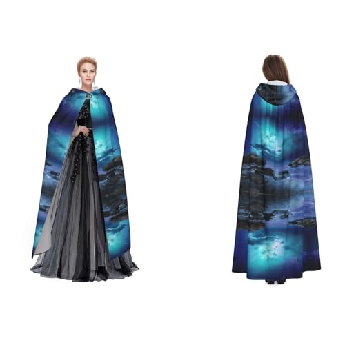 Kwjsdfea Kapuzenumhang für Erwachsene, Unisex, Satin, Cosplay, Halloween, Weihnachten, Party, Kostüm, 3D-Grafik, Universum, Weltraum gedruckt von Kwjsdfea