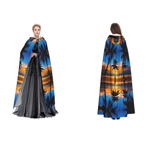 Kwjsdfea Kapuzenumhang für Erwachsene, Unisex, Satin, Cosplay, Halloween, Weihnachten, Party, Kostüm, Hawaii, Strand, bedruckt von Kwjsdfea