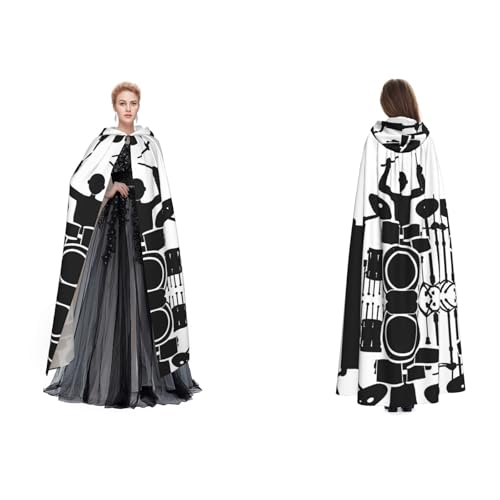 Kwjsdfea Kapuzenumhang für Erwachsene, Unisex, Satin, Cosplay, Halloween, Weihnachten, Party, Kostüm, Schlagzeuger bedruckt von Kwjsdfea
