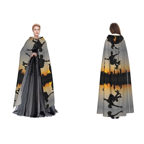 Kwjsdfea Kapuzenumhang für Erwachsene, Unisex, Satin, Cosplay, Halloween, Weihnachten, Party, Kostüm, Skateboard-Druck von Kwjsdfea