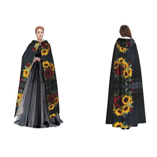 Kwjsdfea Kapuzenumhang für Erwachsene, Unisex, Satin, Cosplay, Halloween, Weihnachten, Party, Kostüm, Sonnenblume und Rose bedruckt Kwjsdfea Kapuzenumhang für Erwachsene, Unisex, Satin, Cosplay, Halloween, Weihnachten, Party, Kostüm, Sonnenblume und Rose bedruckt von Kwjsdfea
