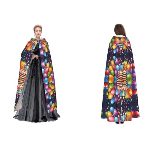 Kwjsdfea Kapuzenumhang für Erwachsene, Unisex, Satin, Cosplay, Halloween, Weihnachten, Party, Kostüm, bedruckt von Kwjsdfea