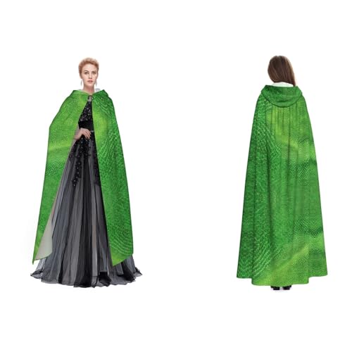 Kwjsdfea Kapuzenumhang für Erwachsene, Unisex, Satin, Cosplay, Halloween, Weihnachten, Party, Kostüm, grüne Schlangenhaut Kwjsdfea Kapuzenumhang für Erwachsene, Unisex, Satin, Cosplay, Halloween, Weihnachten, Party, Kostüm, grüne Schlangenhaut von Kwjsdfea