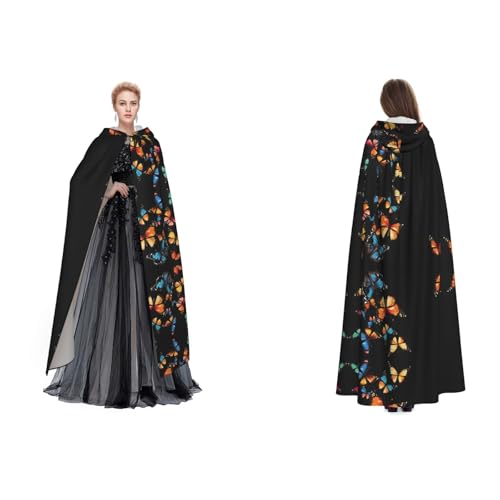 Kwjsdfea Kapuzenumhang für Erwachsene, Unisex, Satin, Cosplay, Halloween, Weihnachten, Party, Kostüm, hübscher Schmetterlingsdruck Kwjsdfea Kapuzenumhang für Erwachsene, Unisex, Satin, Cosplay, Halloween, Weihnachten, Party, Kostüm, hübscher Schmetterlingsdruck von Kwjsdfea
