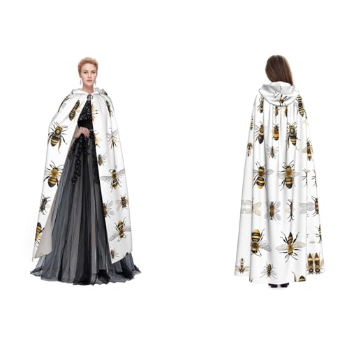 Kwjsdfea Kapuzenumhang für Erwachsene, Unisex, Satin, Cosplay, Halloween, Weihnachten, Party, Kostüm, lustiger Bienen-Druck Kwjsdfea Kapuzenumhang für Erwachsene, Unisex, Satin, Cosplay, Halloween, Weihnachten, Party, Kostüm, lustiger Bienen-Druck von Kwjsdfea