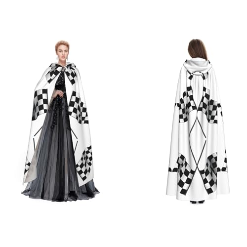 Kwjsdfea Kapuzenumhang für Erwachsene, Unisex, Satin, Cosplay, Halloween, Weihnachten, Party, Kostüm, schwarz-weiß, Formel, karierte Flaggen, bedruckt Kwjsdfea Kapuzenumhang für Erwachsene, Unisex, Satin, Cosplay, Halloween, Weihnachten, Party, Kostüm, schwarz-weiß, Formel, karierte Flaggen, bedruckt von Kwjsdfea