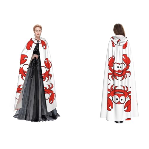Kwjsdfea Kapuzenumhang für Erwachsene, Unisex, Satin, Cosplay, Halloween, Weihnachten, Party, Kostüme, Cartoon-Krabbe, bedruckt von Kwjsdfea