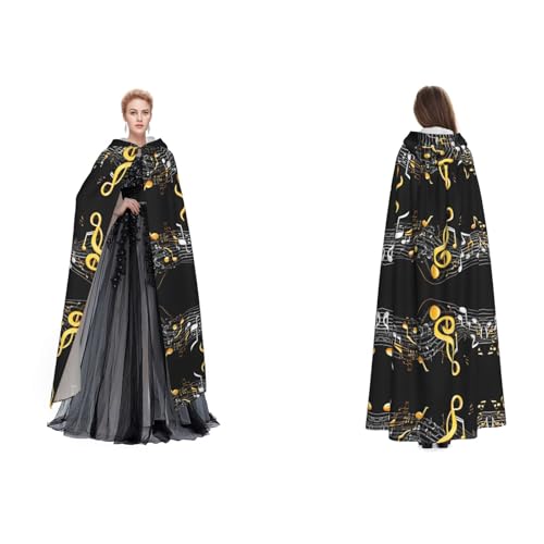 Kwjsdfea Kapuzenumhang für Erwachsene, Unisex, Satin, Cosplay, Halloween, Weihnachten, Party, Kostüme, bunt, mit Musiknoten-Aufdruck Kwjsdfea Kapuzenumhang für Erwachsene, Unisex, Satin, Cosplay, Halloween, Weihnachten, Party, Kostüme, bunt, mit Musiknoten-Aufdruck von Kwjsdfea