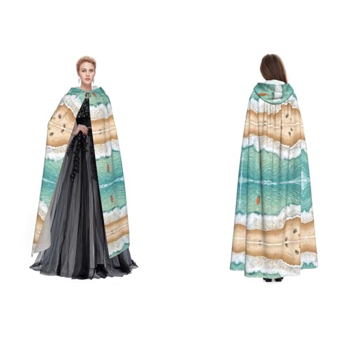 Kwjsdfea Kapuzenumhang für Erwachsene, Unisex, Satin, Cosplay, Halloween, Weihnachten, Party, Kostüme, romantisches Strandmuster, bedruckt Kwjsdfea Kapuzenumhang für Erwachsene, Unisex, Satin, Cosplay, Halloween, Weihnachten, Party, Kostüme, romantisches Strandmuster, bedruckt von Kwjsdfea