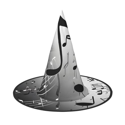 Kwjsdfea Musiknoten bedruckt – vielseitiger Halloween-Hut, Hexenhut für Damen, Herren, Erwachsene, lustige und stilvolle Halloween-Party-Dekoration, 1 Stück von Kwjsdfea