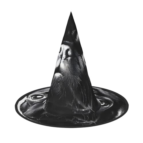 Kwjsdfea Niedlicher schwarzer Mops-Druck, vielseitiger Halloween-Hut, Hexenhut für Damen, Herren, Erwachsene, lustige und stilvolle Halloween-Party-Dekoration, 1 Stück Kwjsdfea Niedlicher schwarzer Mops-Druck, vielseitiger Halloween-Hut, Hexenhut für Damen, Herren, Erwachsene, lustige und stilvolle Halloween-Party-Dekoration, 1 Stück von Kwjsdfea