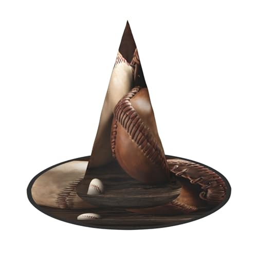 Kwjsdfea Retro-Baseball-Druck, vielseitiger Halloween-Hut, Hexenhut für Damen, Herren, Erwachsene, lustige und stilvolle Halloween-Party-Dekoration, 1 Stück von Kwjsdfea