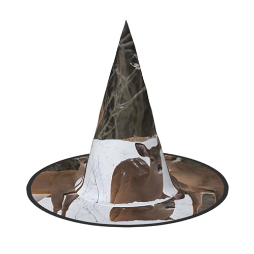 Kwjsdfea Schöner Hirsch-Druck, vielseitiger Halloween-Hut, Hexenhut für Damen, Herren, Erwachsene, lustige und stilvolle Halloween-Party-Dekoration, 1 Stück von Kwjsdfea