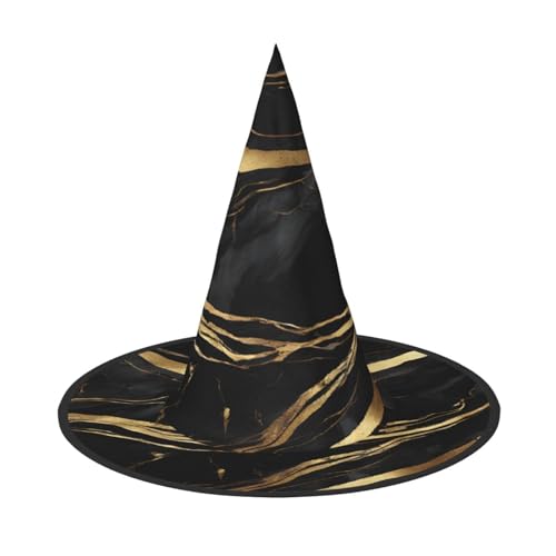 Kwjsdfea Schwarzer Marmor-Druck, vielseitiger Halloween-Hut, Hexenhut für Damen, Herren, Erwachsene, lustige und stilvolle Halloween-Party-Dekoration, 1 Stück von Kwjsdfea