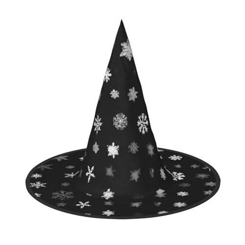 Kwjsdfea Schwarzer und weißer großer Schnee-Druck, vielseitiger Halloween-Hut, Hexenhut für Damen, Herren, Erwachsene, lustige und stilvolle Halloween-Party-Dekoration, 1 Stück von Kwjsdfea